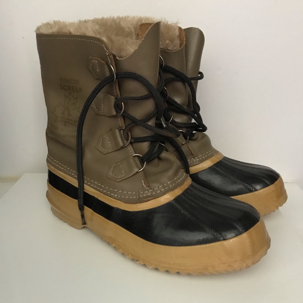 SOREL MANITOU LEATHER/RUBBER WINTER DUCK BOOTS